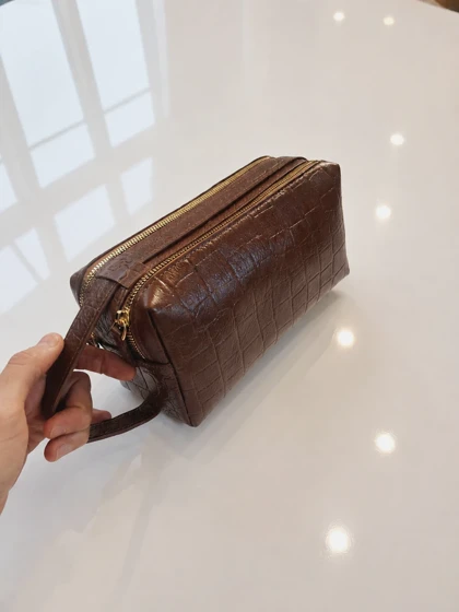 کیف دستی چرم طبیعی قهوه ای cro