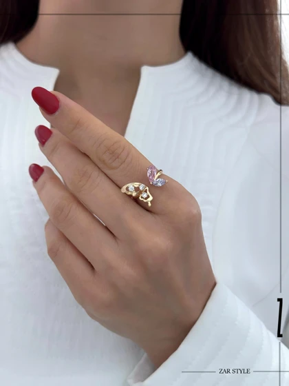 انگشتر کاف پروانه نگین رنگی