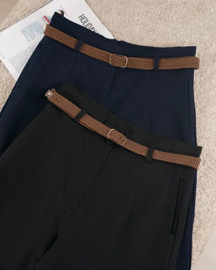 شلوار کتان تیارا کمربند دار کد 29765