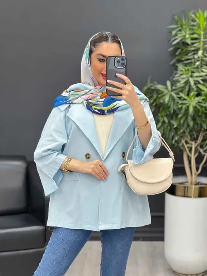 مانتو دو دکمه جیب نما