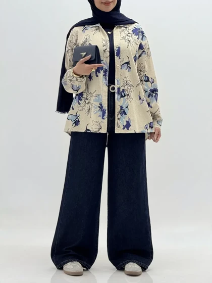 4279-مانتو لینن شکوفه