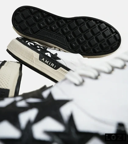 کفش اسنیکرزسفید مشکی Amiri Stars مدل 6001