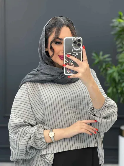 مانتو پیراهنی راه راه دو تیکه