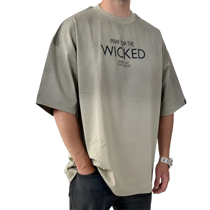 تیشرت آستین کوتاه مردانه پسته ای طرح باکسی