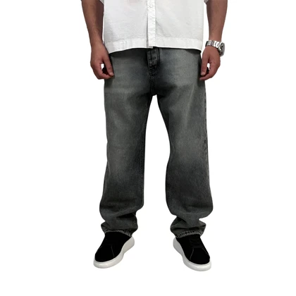 شلوار جین بگ مردانه طوسی شسته مدل ساده