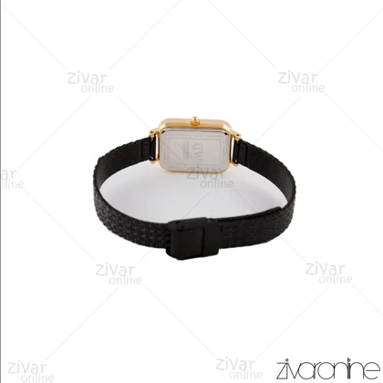 ساعت دنیل ولینگتون زنانه کوادرو قاب طلایی بند حصیری مشکی 105729