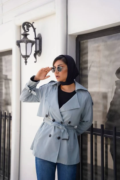 بارانی زنانه مدل 4 دکمه قد 80 آستردار