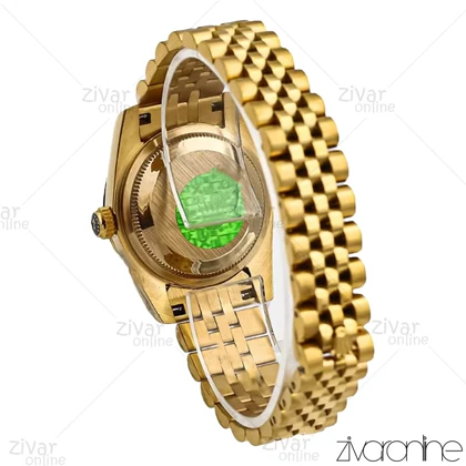 ساعت رولکس دیت جاست زنانه طلایی مشکی ایندکس خطی مدیوم 106742