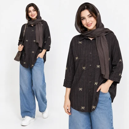 شومیز زنانه گلدوزی پاپیون کد 394