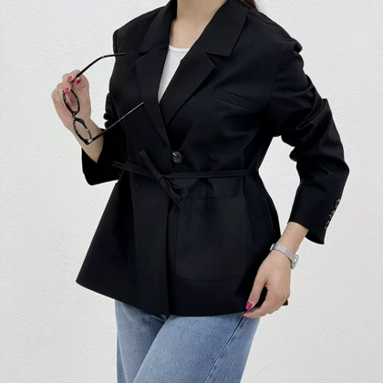 کت زنانه لینن تک دکمه