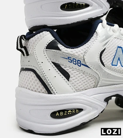 کفش کتانی مردانه و زنانه سفید نقره ای آبی NEW BALANCE 530