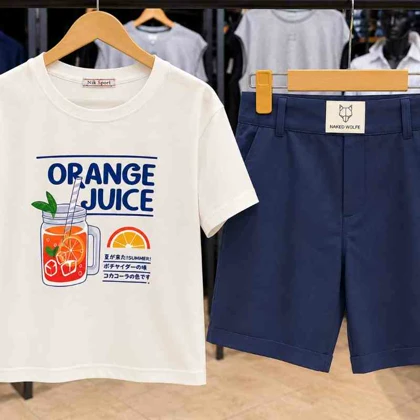 لباس خانه زنانه تیشرت شلوارک لینن Orange juice