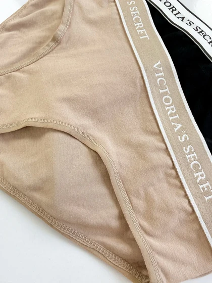 شورت اسلیپ زنانه نخ پنبه کمر کش ساده بسته 2 عددی ویکتوریا سکرت Victoria's Secret