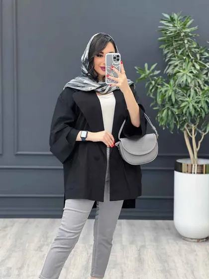 مانتو آستین برگردون تک دکمه