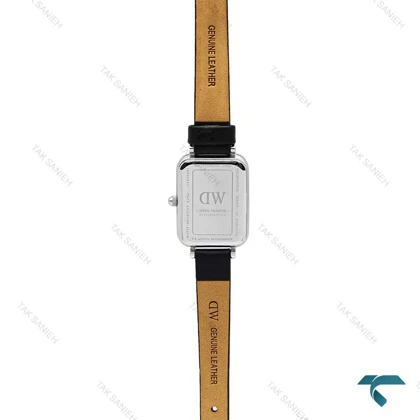 ساعت دنیل ولینگتون زنانه مستطیلی بند چرم مشکی صفحه سرمه ای DW-6576-L