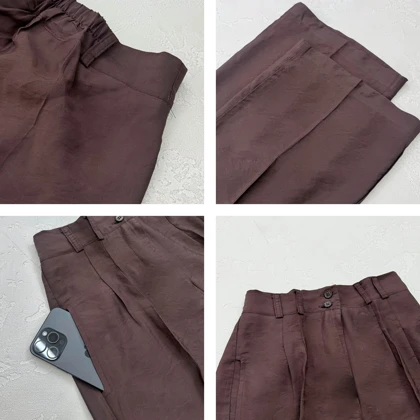شلوار پارچه ای زنانه سیلک جلو دکمه | آی بولک