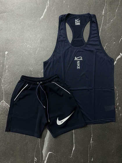 پکیج کد S303 شامل رکابی + شلوارک با تم سرمه ای