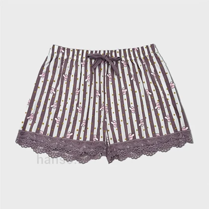 ست تاپ شلوارک نخی هانکس Hnx خرگوش بنفش