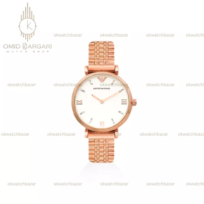 ساعت مچی امپریو آرمانی صفحه صدفی بند رزگلد Emporio Armani