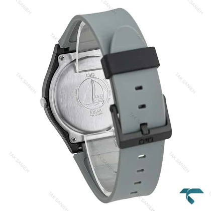 ساعت مچی کیو کیو مردانه دو تقویمه صفحه سفید بند رابر طوسی QQ-7767-G
