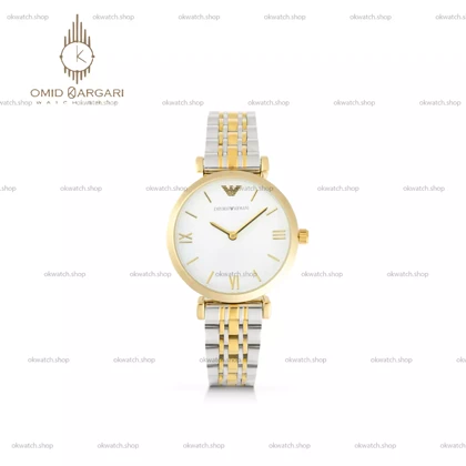 ساعت مچی امپریو آرمانی بند سیلورطلایی صفحه سفید Emporio Armani