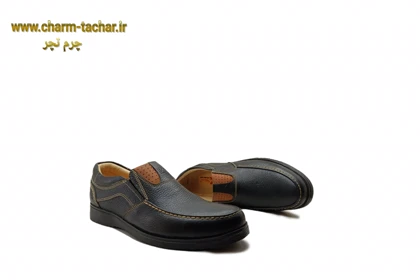 کفش طبی مردانه بدون بند چرم طبیعیblbk