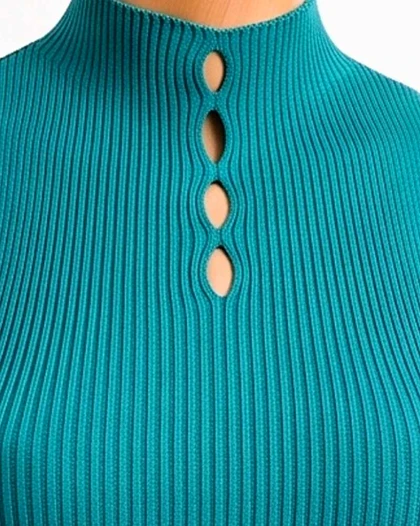 تاپ کبریتی یقه ایستاده سینه اشکی کش بافت آستین حلقه‌ای زنانه کد2012