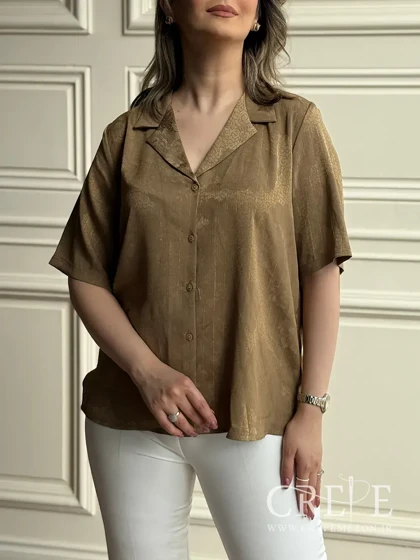 شومیز کریشه لمه آستین کوتاه طرحدار