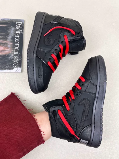 کتانی ساق‌دار زنانه نایکی جردن وان نیو بلک 1 NIKE AIR JORDAN کد 912 دختر طهرونی