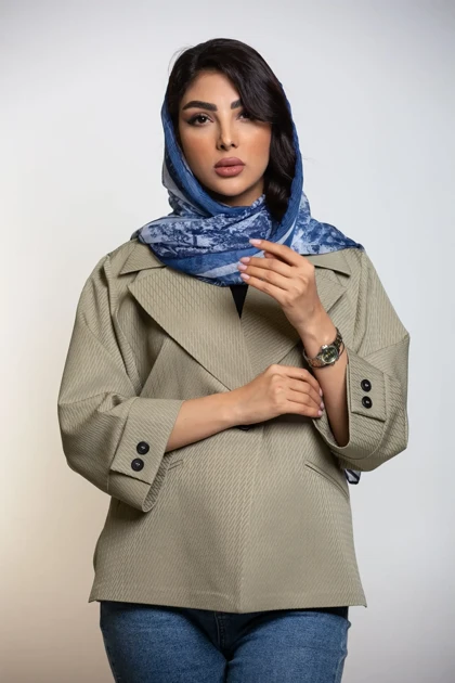 کت زنانه یقه ای استین دو دکمه