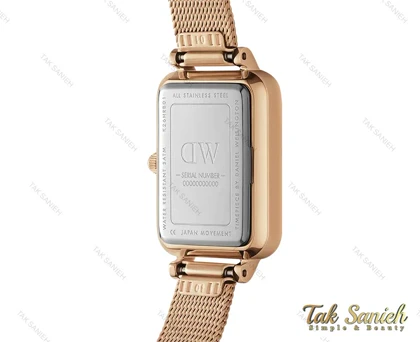 ساعت دنیل ولینگتون زنانه مستطیلی رزگلد صفحه صورتی DW-4053-L