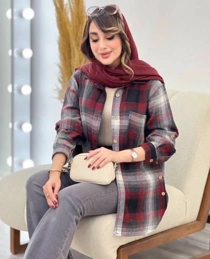 مانتو پشمی بغل دکمه