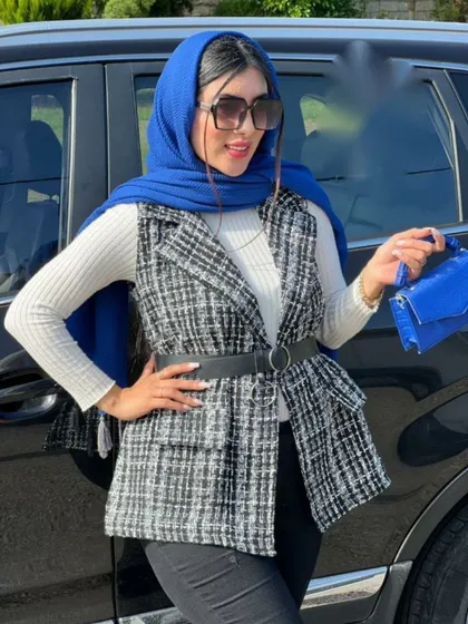 ست دوتکه وست شانل و کمربند کد 1060