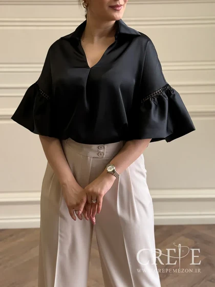 شومیز ساتن آستین کلوش