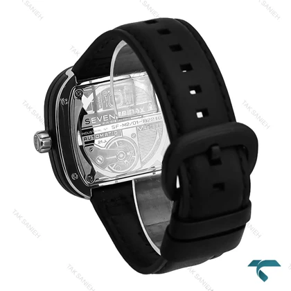 ساعت سون فرایدی مردانه نقره ای مشکی بند چرم Seven-7160-G