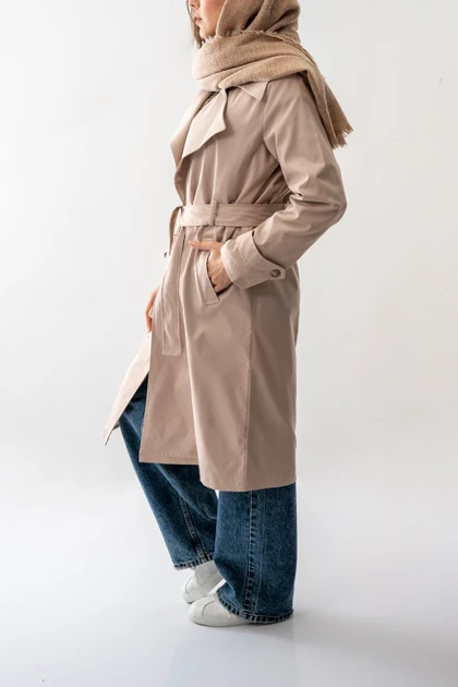 بارانی بلند کمربند دار زنانه