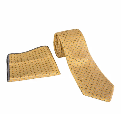 ست کراوات و پوشت لاکچری زرد te01