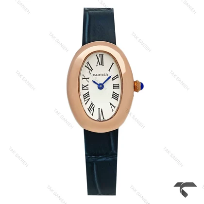 ساعت کارتیر Baignoire زنانه رزگلد بند سرمه ای Cartier-9845-L