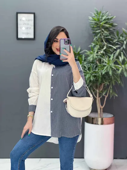 شومیز ترکیبی راه راه