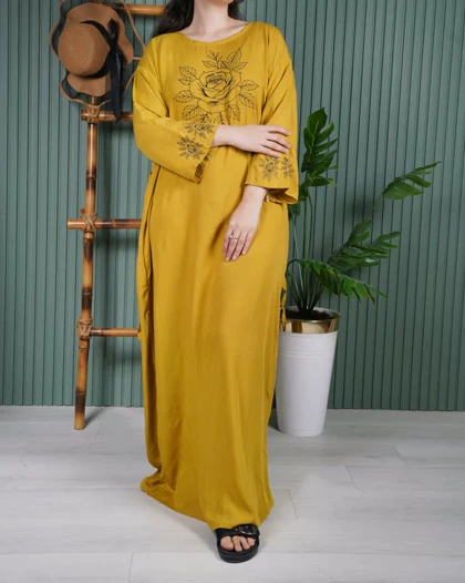 پیراهن زنانه آستین بلند گل یخ U7715