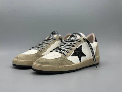 کتانی گلدن گوس بال استار شیری مشکی مشکی اکلیل/Golden Goose Ball star