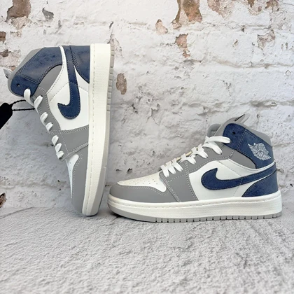 نایک ایر جردن 1 ساق‌دار طوسی سرمه ای (Nike Air Jordan 1 Navy Gray) کد 2341