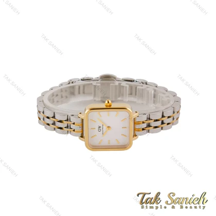 ساعت DW زنانه مربعی دورنگ طلایی صفحه سفید DW-4819-L