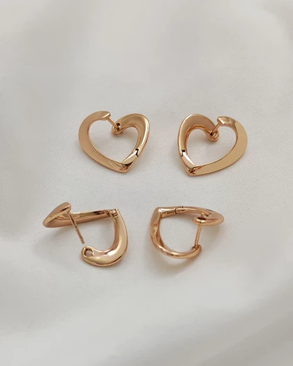 گوشواره آینه ای قلب سه بعدی ژوپینگ