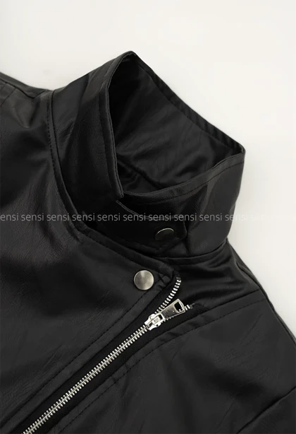 بایکر چرم یقه ایستاده کد1004937