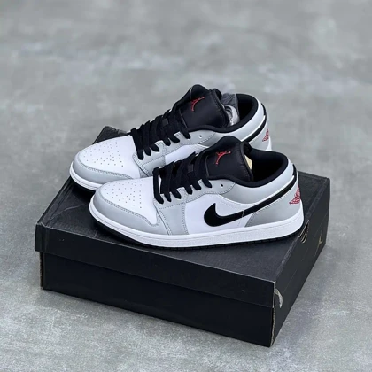 کفش نایک ایر جردن وان لو اسموک سفید طوسی Nike Air Jordan 1 Low Smoke White Grey