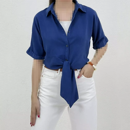 شومیز زنانه سیلک جلو گره‌ای