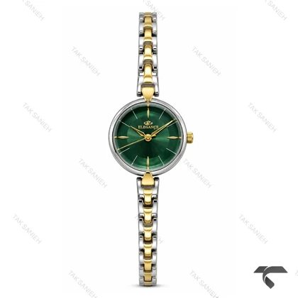 ساعت الگانس زنانه رفرنس EL007 دورنگ طلایی صفحه سبز Elegance-11494-L