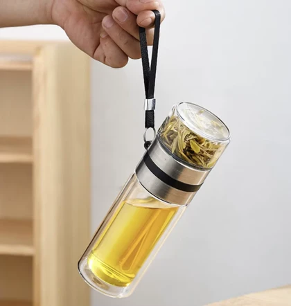 فلاسک شیشه ای دمنوش در دوحجم