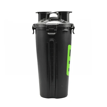 شیکر دو مخزنه ورزشی یک تیکه ماسل فارم مدل Twin Cap ظرفیت 0.7 لیتر